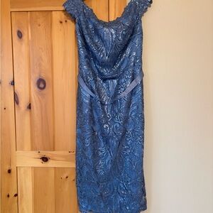 Tadashi Shoji Blue Sequin Midi Dress